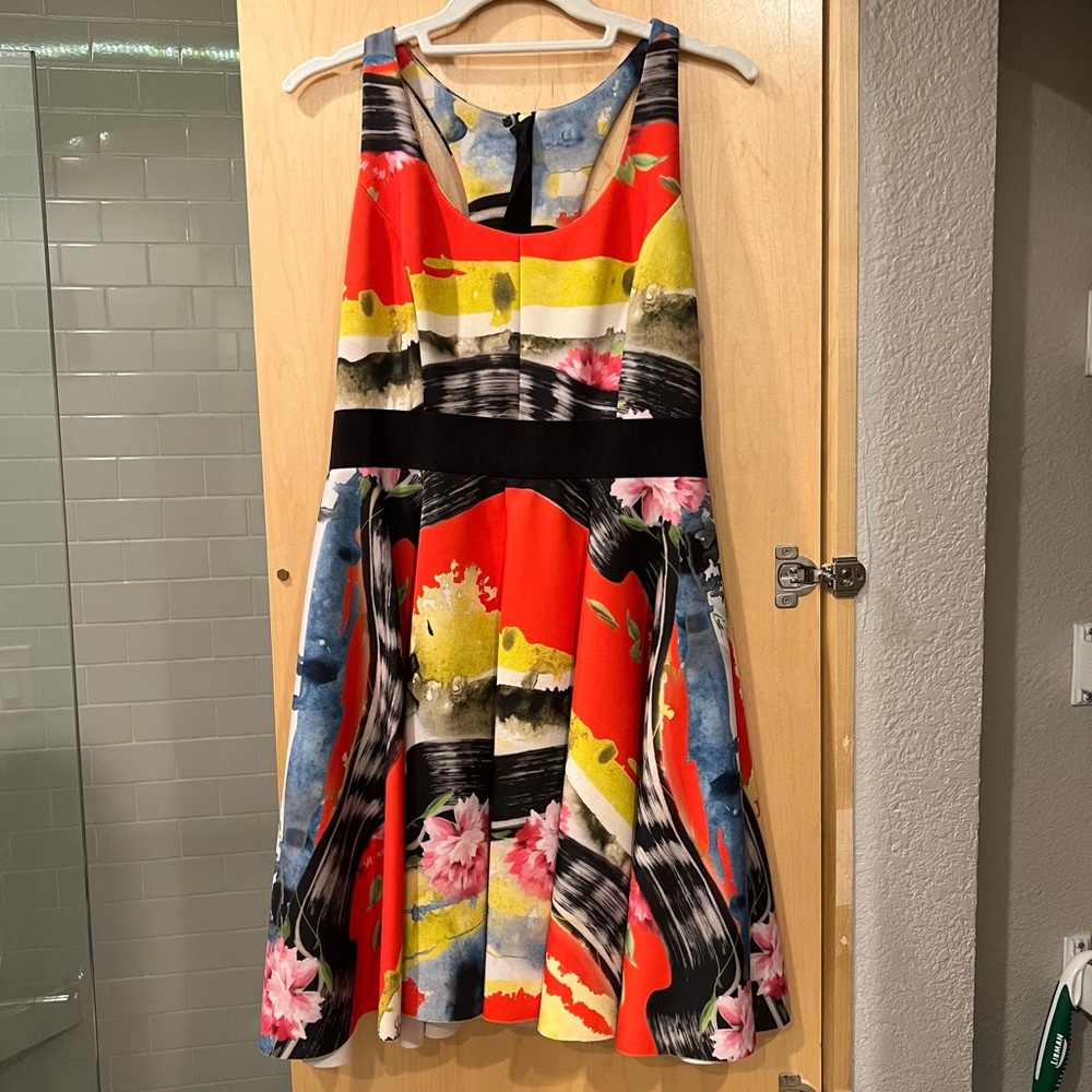 Milly Fit and Flare Cocktail Dress with Gold Zipper